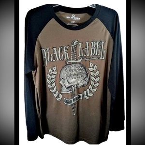 Solar gear Skull sword brown black label grain mash shirt Long Sleeve Whiskey XL